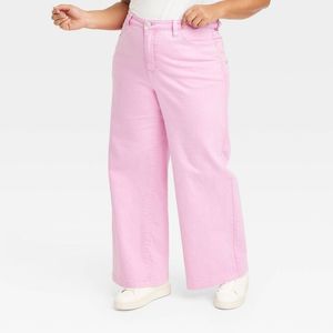 Women's High-Rise Wide Leg Jeans - Ava & Viv Pink 18